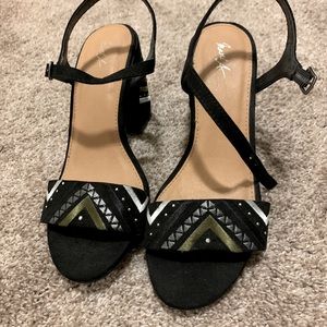 Black patterned heels